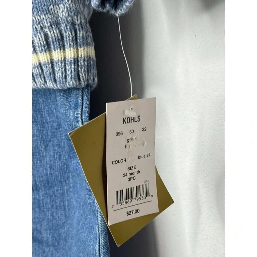 NWT Beluga New York 3 Piece Set Sweater Shirt Jeans Cotton Blend Boys Size 24M